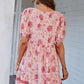 *APP EXCLUSIVE* Tie Neck Short Sleeve Mini Dress