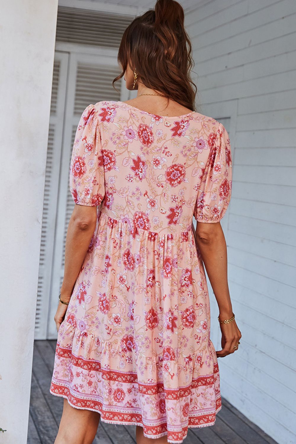 *APP EXCLUSIVE* Tie Neck Short Sleeve Mini Dress