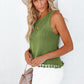 Openwork Tassel Hem Knit Tank