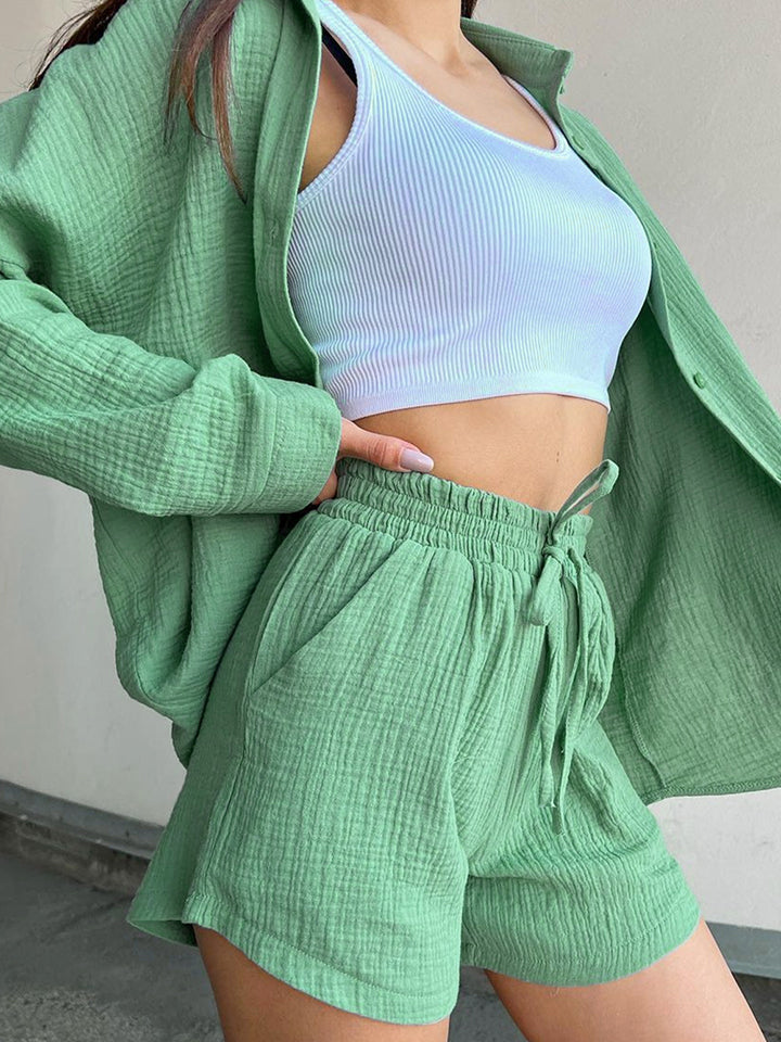 *APP EXCLUSIVE* Textured Shirt and Shorts Set