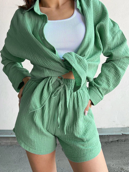 *APP EXCLUSIVE* Textured Shirt and Shorts Set
