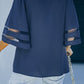 *APP EXCLUSIVE* Sheer Striped Flare Sleeve Vneck Blouse
