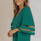 *APP EXCLUSIVE* Sheer Striped Flare Sleeve Vneck Blouse
