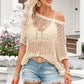 * APP EXCLUSIVE* Openwork Round Neck Half Sleeve Knit Top