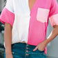 *APP EXCLUSIVE* Color Block Textured Johnny Collar Blouse