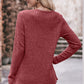 * APP EXCLUSIVE* Ribbed Round Neck Buttoned Long Sleeve Tee