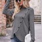 * APP EXCLUSIVE* Ribbed Round Neck Buttoned Long Sleeve Tee