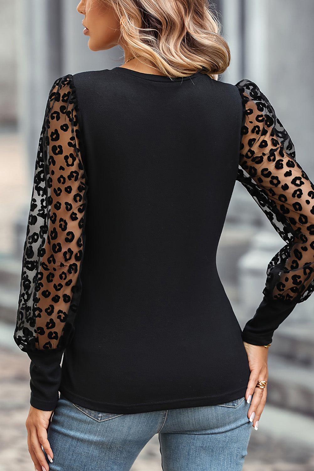 *APP EXCLUSIVE* Sheer Leopard Sleeve Blouse