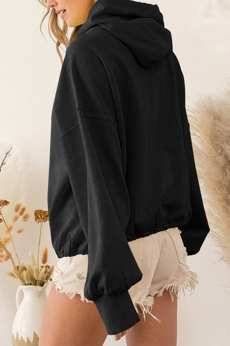 * APP EXCLUSIVE* Zip-Up Dropped Shoulder Hoodie