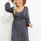 *App Exclusive* Scoop Neck Empire Waist Long Sleeve Mini Dress