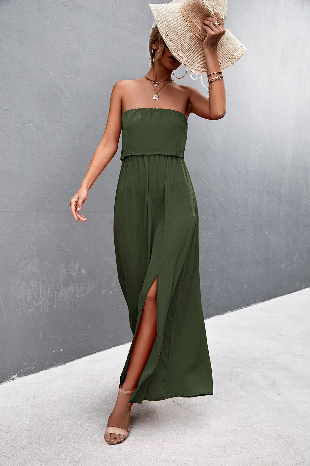 *APP EXCLUSIVE* Strapless Split Maxi Dress