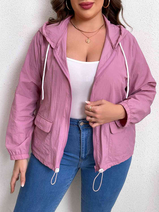 *APP EXCLUSIVE* Zip-Up Drawstring Hooded Jacket with Pockets