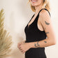 Ribbed Solid Knit Tank Bodysuit Top