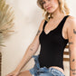 Ribbed Solid Knit Tank Bodysuit Top