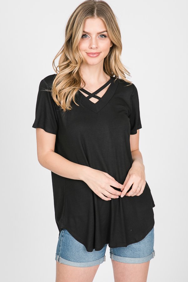 Black Criss Cross Strappy Top