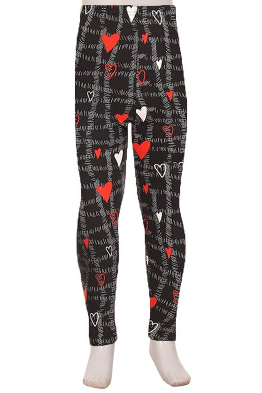 Valentine's Kids Black Hearts Leggings