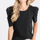 Solid Black Puff Short Sleeve Top