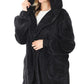 Hooded Faux Fur Wrap Teddy Jacket With Pockets