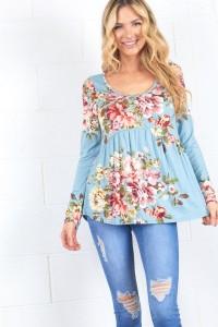 Floral Babydoll long Sleeve Top