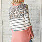 Leopard Stripe Colorblock Long Sleeve Top