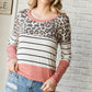 Leopard Stripe Colorblock Long Sleeve Top