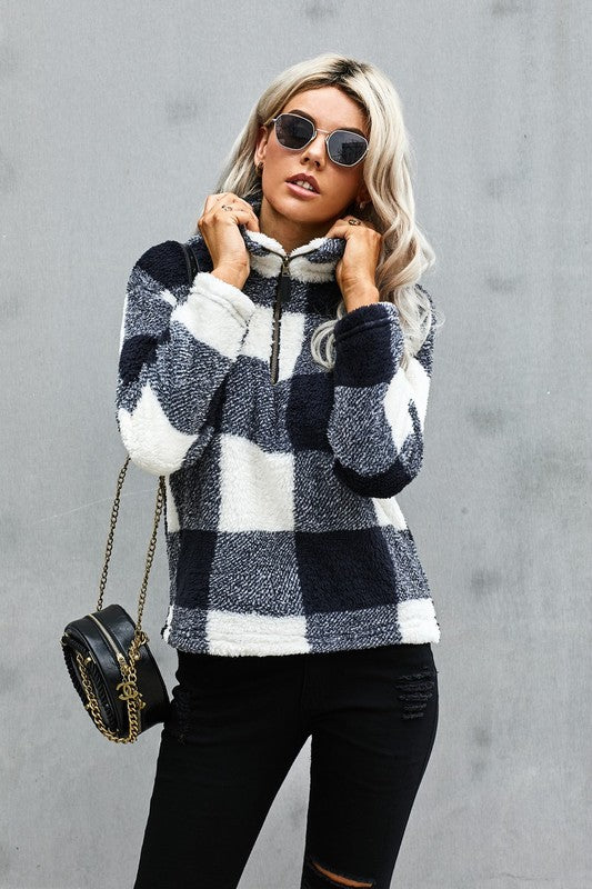 Buffalo Plaid Sherpa Pullover