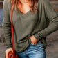 * APP EXCLUSIVE* Vneck Long Sleeve Ribbed Top