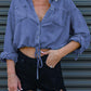 *APP EXCLUSIVE* Chambray Drawstring Denim Top