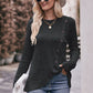* APP EXCLUSIVE* Ribbed Round Neck Buttoned Long Sleeve Tee