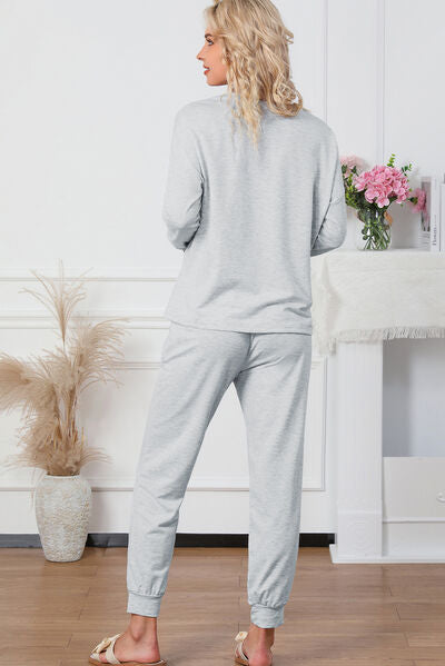Top and Drawstring Pants Lounge Set