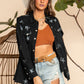 *APP EXCLUSIVE* Collared Neck Star Print Long Sleeve Denim Jacket