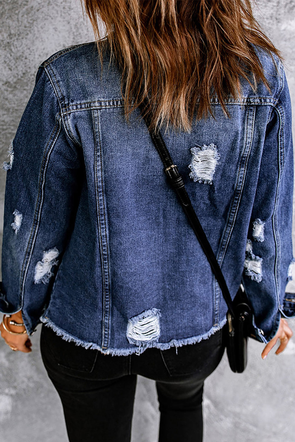 *App Exclusive* Floral Leopard Distressed Denim Jacket