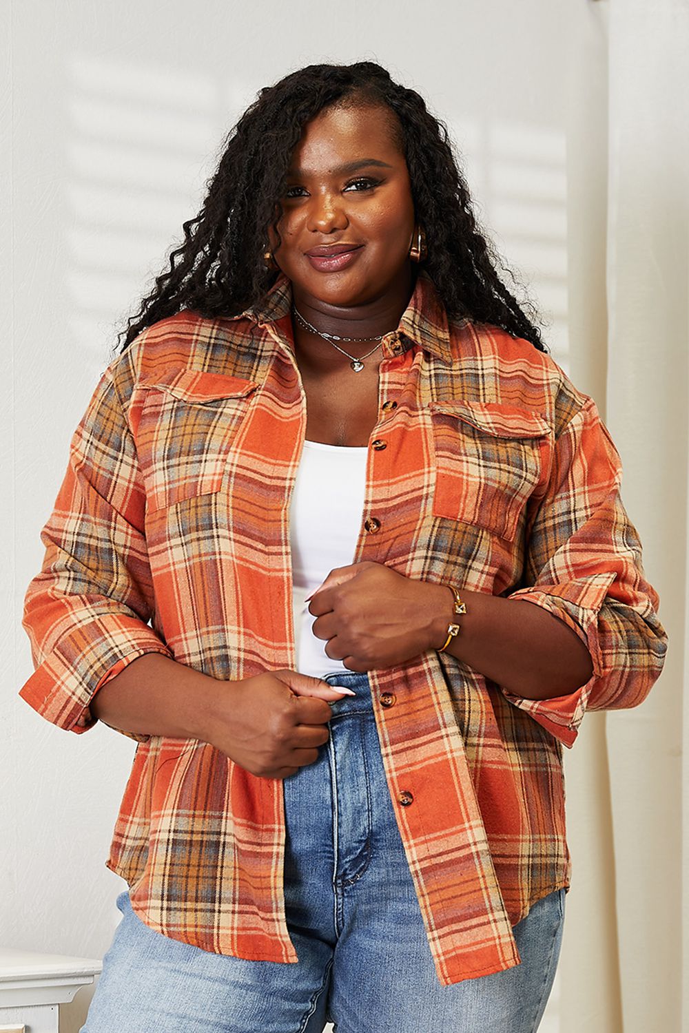*APP EXCLUSIVE* Plaid Dropped Shoulder Flannel