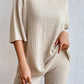 * APP EXCLUSIVE* Round Neck Ribbed Top and Shorts Lounge Set
