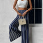 *App Exclusive* Striped Slit Wide Leg Pants