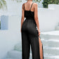 *APP EXCLUSIVE* Tie Belt Spaghetti Strap Slit Jumpsuit