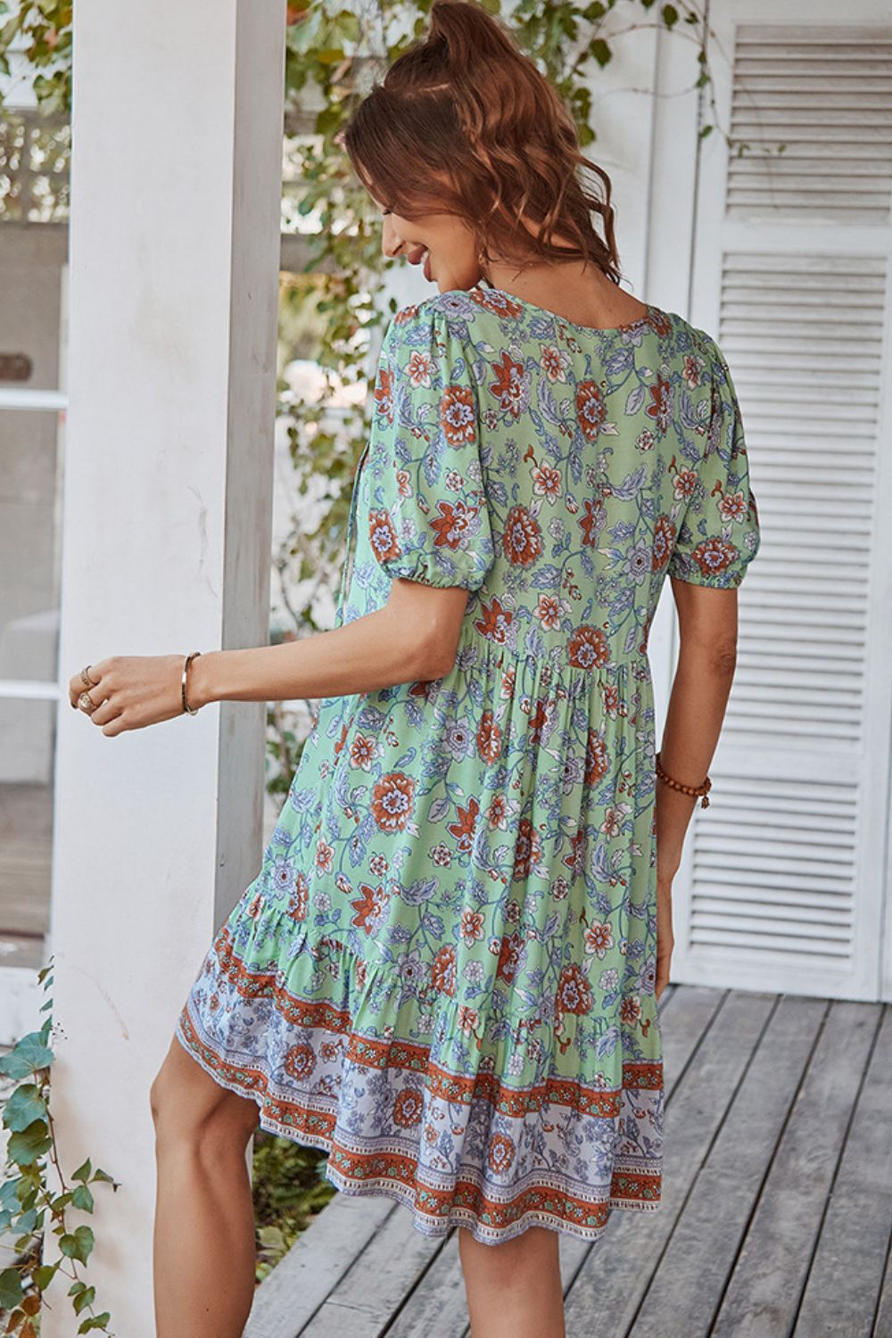 *APP EXCLUSIVE* Tie Neck Short Sleeve Mini Dress