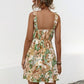 Printed Ruffled Surplice Wide Strap Mini Dress