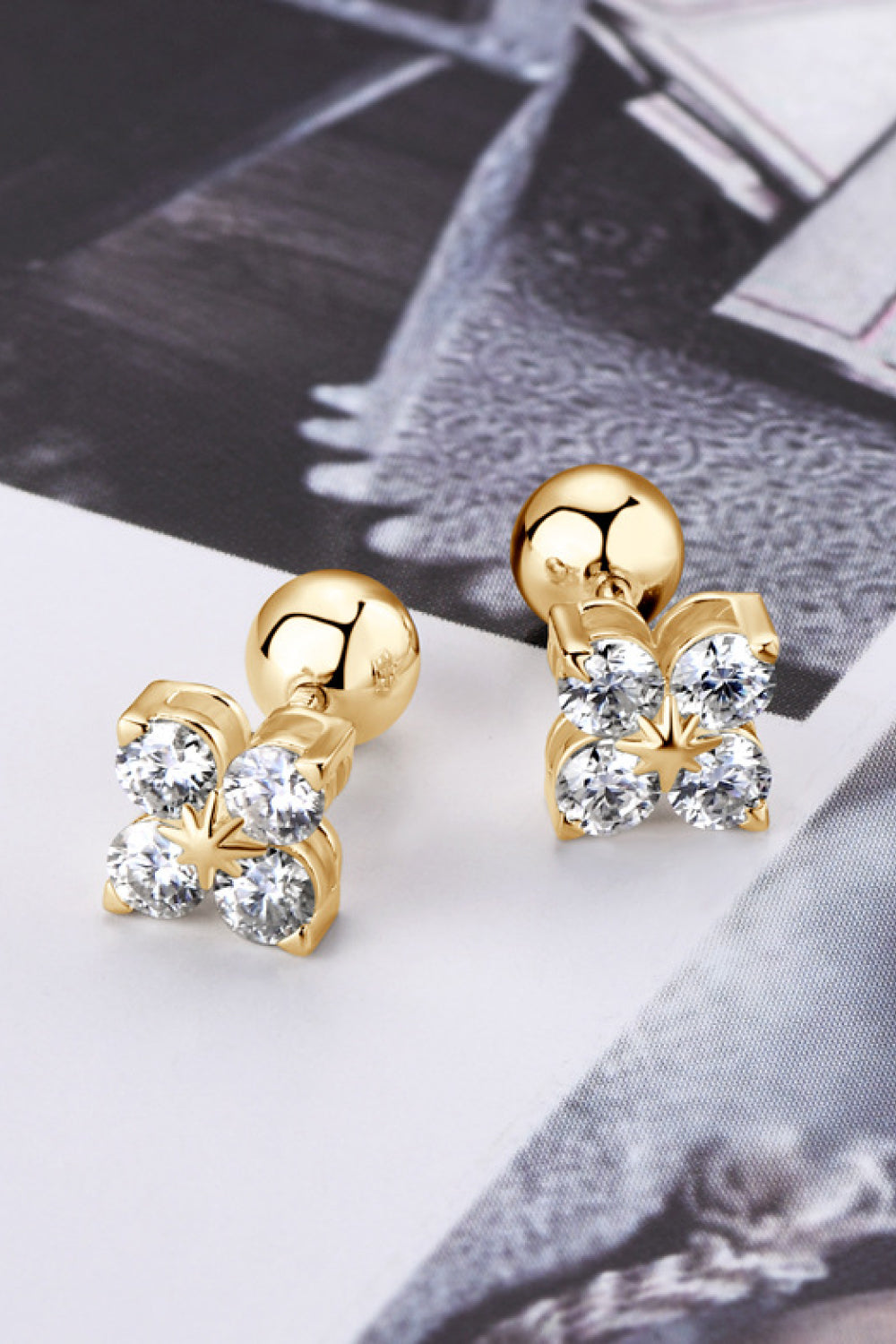 *APP EXCLUSIVE* Moissanite 925 Sterling Silver Four-Leaf Clover Shape Earrings