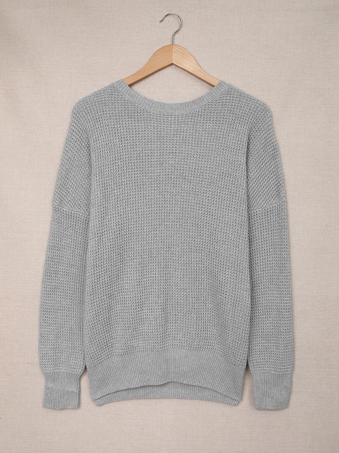 *App Exclusive* Crisscross Open Back Waffleknit Sweater