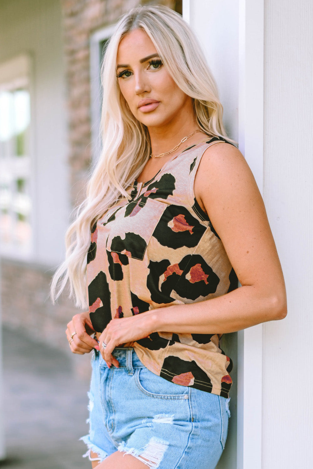 *APP EXCLUSIVE* Leopard Print Round Neck Tank