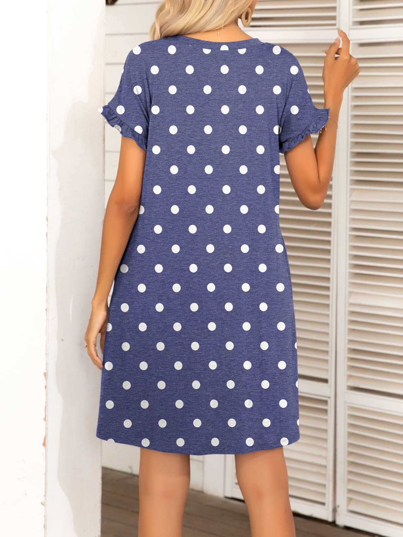*APP EXCLUSIVE* Round Neck Flounce Sleeve Dress with Pockets
