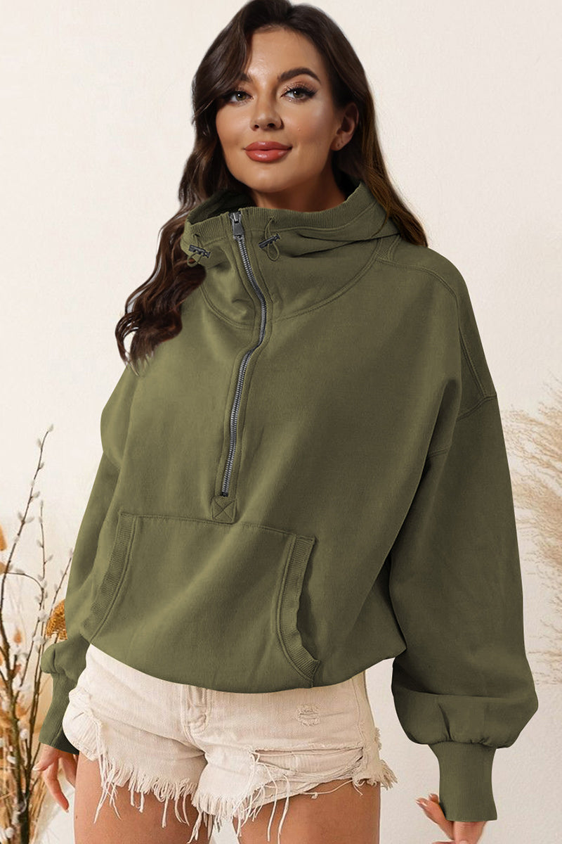 * APP EXCLUSIVE* Zip-Up Dropped Shoulder Hoodie