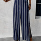 *App Exclusive* Striped Slit Wide Leg Pants