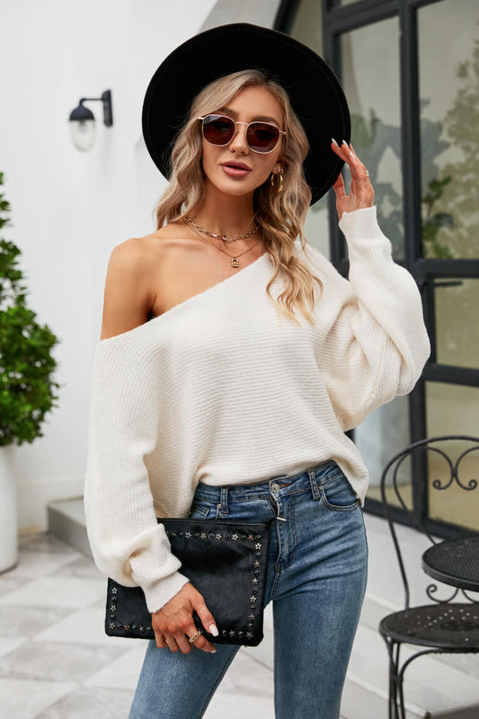 *App Exclusive* Boat Neck Cold Soulder Sweater