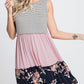 Dusty Rose Floral Colorblock Dress