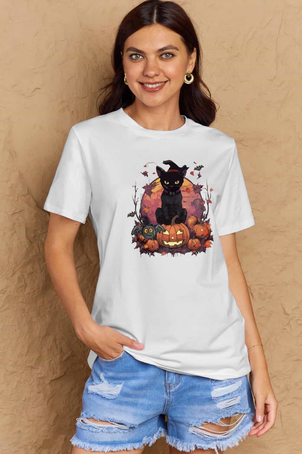 *APP EXCLUSIVE*Black Cat Halloween Graphic Tee