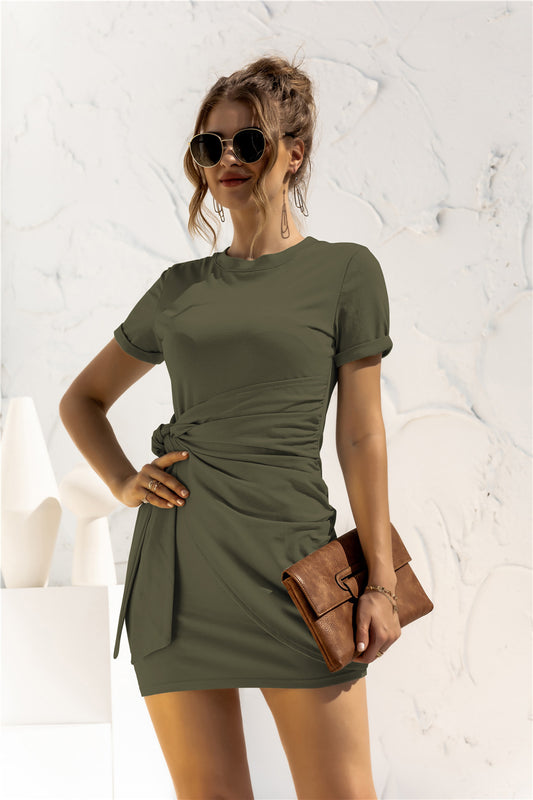 *APP EXCLUSIVE* Cuffed Sleeve Side Tie Dress