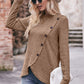 * APP EXCLUSIVE* Ribbed Round Neck Buttoned Long Sleeve Tee