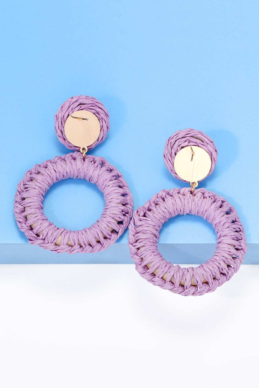 *APP EXCLUSIVE* Round Shape Raffia Grass Dangle Earrings